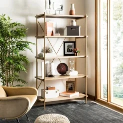 Rigby 5 Tier Etagere - Safavieh Gold Liquid/black