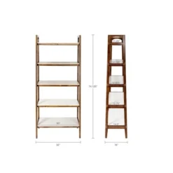 Madison Park 74" Avenu Shelf - Pecan/Off White -My Book Perch Sales Store unnamed file 5321