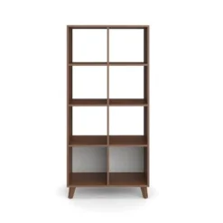 66" High Modern Cube Bookcase - HON BASYX Walnut