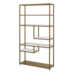 72" EOS Geometric Bookshelf Etagere Brass - Dorel Living