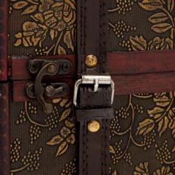 Okuna Outpost Wooden 4 Bottles Travel Wine for Storage Storage Bar Accessory, Flower Pattern, 8 x 8.5 x 13.8 in. -My Book Perch Sales Store unnamed file 5561