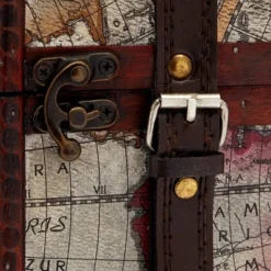 Okuna Outpost Wooden 4 Bottles Travel Wine for Storage Bar Accessory, World Map Design, 8. x 8.5 x 13.8 in. -My Book Perch Sales Store unnamed file 5566