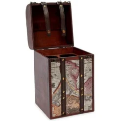 Okuna Outpost Wooden 4 Bottles Travel Wine for Storage Bar Accessory, World Map Design, 8. x 8.5 x 13.8 in. -My Book Perch Sales Store unnamed file 5568