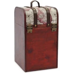 Okuna Outpost Wooden 4 Bottles Travel Wine for Storage Bar Accessory, World Map Design, 8. x 8.5 x 13.8 in. -My Book Perch Sales Store unnamed file 5569