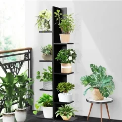 Costway 7-Tier Bookshelf Bookcase Plant Display Shelf Rack Storage Holder Wooden Black -My Book Perch Sales Store unnamed file 559
