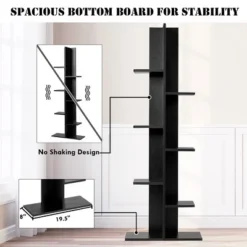 Costway 7-Tier Bookshelf Bookcase Plant Display Shelf Rack Storage Holder Wooden Black -My Book Perch Sales Store unnamed file 561