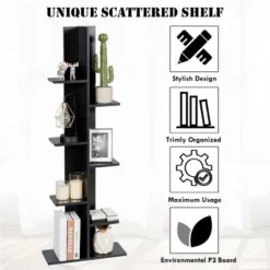 Costway 7-Tier Bookshelf Bookcase Plant Display Shelf Rack Storage Holder Wooden Black -My Book Perch Sales Store unnamed file 562