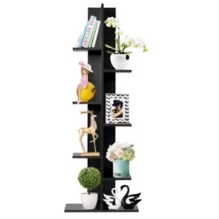 Costway 7-Tier Bookshelf Bookcase Plant Display Shelf Rack Storage Holder Wooden Black -My Book Perch Sales Store unnamed file 564