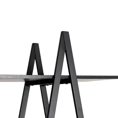 Modern Industry Metal/Wooden 5 Tier 'A' Frame Bookcase and Shelves - Glitzhome Black 9 Modern Industry Metal/Wooden 5 Tier 'A' Frame Bookcase and Shelves - Glitzhome Black - Image 7