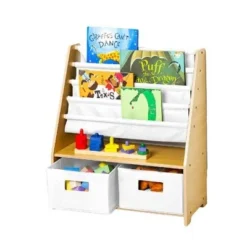 Sling Bookshelf with Storage Canvas - WildKin Natural/blue -My Book Perch Sales Store unnamed file 584