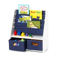 Sling Bookshelf with Storage Canvas - WildKin Natural/blue -My Book Perch Sales Store unnamed file 585