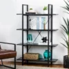 Modern Industry Metal/Wooden 4 Tier Bookcase with Shelves - Glitzhome Black -My Book Perch Sales Store unnamed file 586