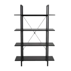 Modern Industry Metal/Wooden 4 Tier Bookcase with Shelves - Glitzhome Black -My Book Perch Sales Store unnamed file 589