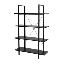 Modern Industry Metal/Wooden 4 Tier Bookcase with Shelves - Glitzhome Black -My Book Perch Sales Store unnamed file 593