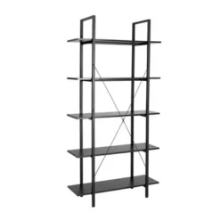 Modern Industry Metal/Wooden 5 Tier Bookcase and Shelves - Glitzhome Black -My Book Perch Sales Store unnamed file 597