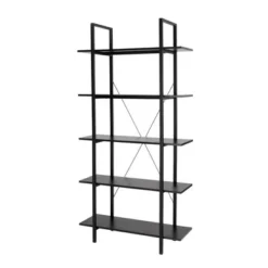Modern Industry Metal/Wooden 5 Tier Bookcase and Shelves - Glitzhome Black -My Book Perch Sales Store unnamed file 602