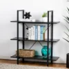 Modern Industry Metal/Wooden 3 Tier Bookcase with Shelves - Glitzhome Walnut -My Book Perch Sales Store unnamed file 604