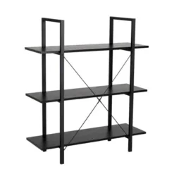 Modern Industry Metal/Wooden 3 Tier Bookcase with Shelves - Glitzhome Walnut -My Book Perch Sales Store unnamed file 606