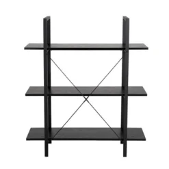 Modern Industry Metal/Wooden 3 Tier Bookcase with Shelves - Glitzhome Walnut -My Book Perch Sales Store unnamed file 607