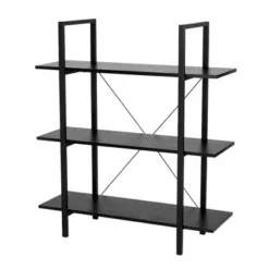 Modern Industry Metal/Wooden 3 Tier Bookcase with Shelves - Glitzhome Walnut -My Book Perch Sales Store unnamed file 611