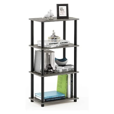 Furinno Turn-N-Tube 4 Tier Wooden PVC Corner Display Shelf and Bookcase for Living Room, Dining Room, Bedroom, and Office Spaces, French Oak Grey 4 Furinno Turn-N-Tube 4 Tier Wooden PVC Corner Display Shelf and Bookcase for Living Room, Dining Room, Bedroom, and Office Spaces, French Oak Grey - Image 2