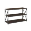 25.62" X Frame Metal and Wood Media Bookshelf - Saracina Home Barnwood