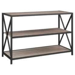 25.62" X Frame Metal and Wood Media Bookshelf - Saracina Home Barnwood -My Book Perch Sales Store unnamed file 723