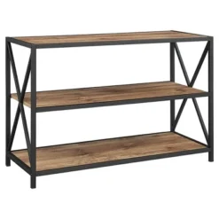25.62" X Frame Metal and Wood Media Bookshelf - Saracina Home Barnwood -My Book Perch Sales Store unnamed file 724