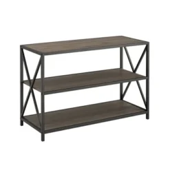 25.62" X Frame Metal and Wood Media Bookshelf - Saracina Home Barnwood -My Book Perch Sales Store unnamed file 726