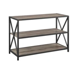 25.62" X Frame Metal and Wood Media Bookshelf - Saracina Home Barnwood -My Book Perch Sales Store unnamed file 727