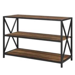 25.62" X Frame Metal and Wood Media Bookshelf - Saracina Home Barnwood -My Book Perch Sales Store unnamed file 728