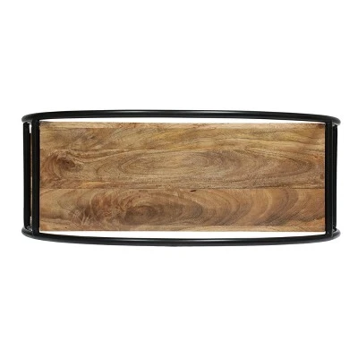 37.5" Dundas Handcrafted Industrial Circular Mango Wood Shelf Natural/Black - Christopher Knight Home 6 37.5" Dundas Handcrafted Industrial Circular Mango Wood Shelf Natural/Black - Christopher Knight Home - Image 4