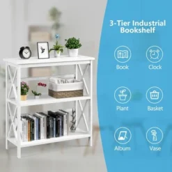 Costway 3-Tier Bookshelf Wooden Open Storage Bookcase for Home Office WhiteBlackCoffeeNatural -My Book Perch Sales Store unnamed file 782