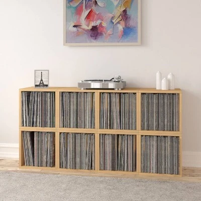 Way Basics Eco Stackable Vinyl Record Storage Cube Natural Wood Grain 5 Way Basics Eco Stackable Vinyl Record Storage Cube Natural Wood Grain - Image 3