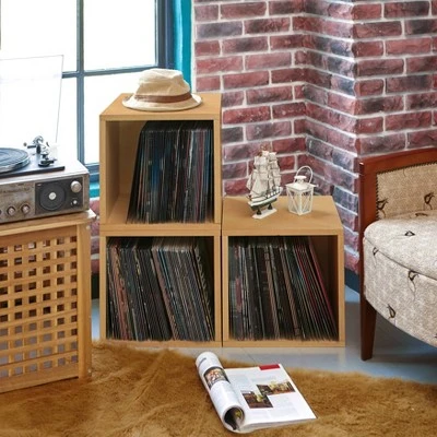 Way Basics Eco Stackable Vinyl Record Storage Cube Natural Wood Grain 6 Way Basics Eco Stackable Vinyl Record Storage Cube Natural Wood Grain - Image 4