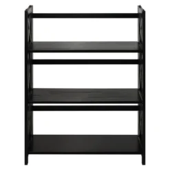 3 Shelf X Design Folding Bookcase - Flora Home Black