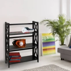 3 Shelf X Design Folding Bookcase - Flora Home Black -My Book Perch Sales Store unnamed file 813