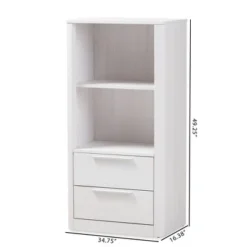 15.47" 2 Drawer Carlingford Modern and Contemporary Whitewashed Wood Bookshelf White - Baxton Studio -My Book Perch Sales Store unnamed file 876