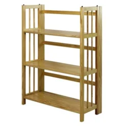 38" Folding 3 Tier Bookshelf Stackable - Flora Home Walnut -My Book Perch Sales Store unnamed file 943