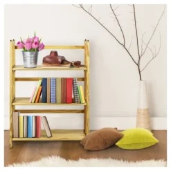 38" Folding 3 Tier Bookshelf Stackable - Flora Home Walnut -My Book Perch Sales Store unnamed file 944