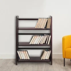 38" Folding 3 Tier Bookshelf Stackable - Flora Home Walnut -My Book Perch Sales Store unnamed file 950