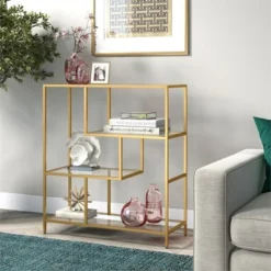 Henn& Hart 40" Tall Brass Finish Bookcase - Henn&Hart -My Book Perch Sales Store unnamed file 970