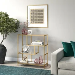 Henn& Hart 40" Tall Brass Finish Bookcase - Henn&Hart -My Book Perch Sales Store unnamed file 972