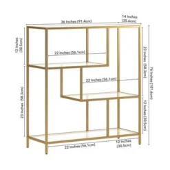 Henn& Hart 40" Tall Brass Finish Bookcase - Henn&Hart -My Book Perch Sales Store unnamed file 973